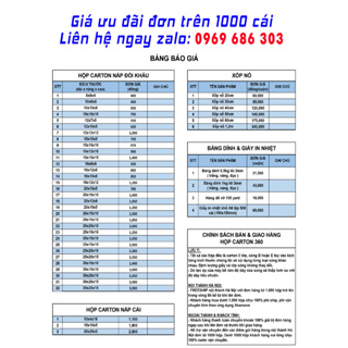 Hộp Carton Đóng Hàng Đầy Đủ Các Kích Thước Phổ Thông...