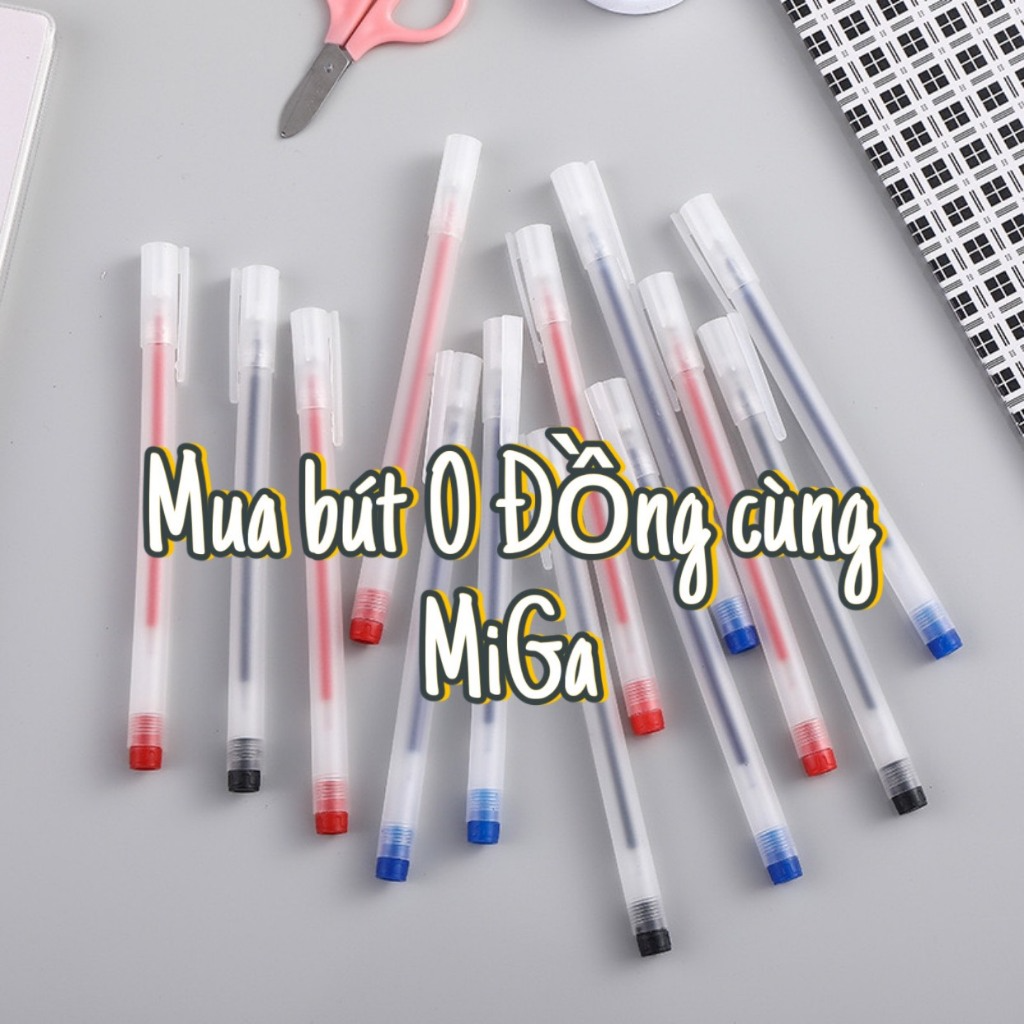 Bút Gel MIGA Bút Bi Nước Mực Gel Đen Xanh Đỏ Khô Nhanh Ngòi 0.5mm,...
