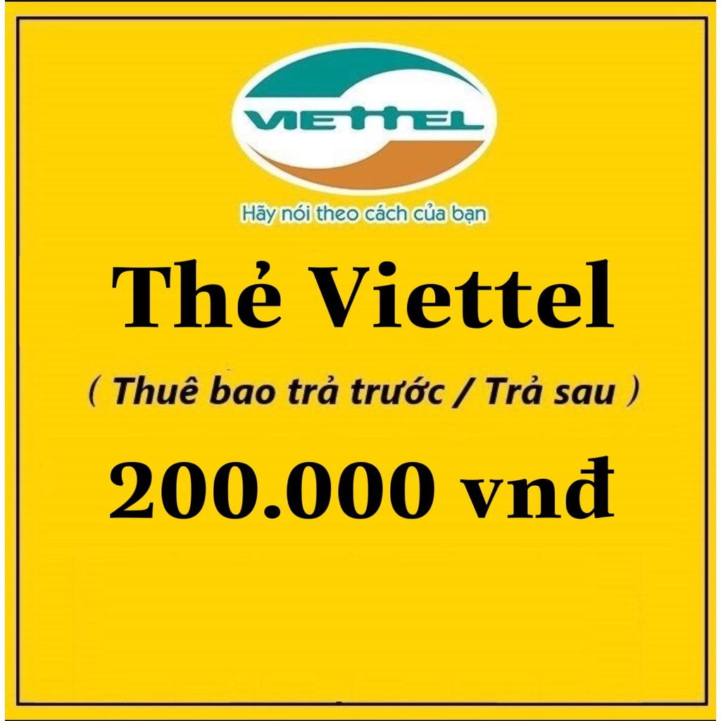 Nạp thẻ viettel 200k...