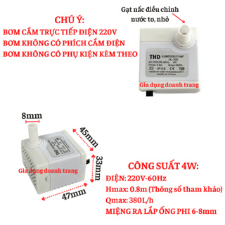 Máy bơm nước chìm mini 4W 8W 13W 16W 18W 25W 30W điện 220V, Bơm qu...