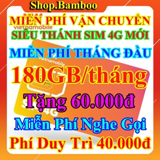 Siêu Thánh Sim 4G Mới, Miễn Phí 180GB/tháng, Tặng 60.000đ, Miễn Ph...