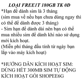 Siêu Thánh Sim 4G Mới, Miễn Phí 180GB/tháng, Tặng 60.000đ, Miễn Ph...
