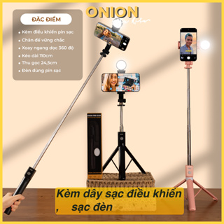 Gậy chụp ảnh Onion hàng cao cấp 3 in 1, kèm tripod, đèn led và điề... Gậy chụp ảnh Onion hàng cao cấp 3 in 1, kèm tripod, đèn led và điề...