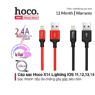 Cáp sạc Lightning Hoco X14 sạc nhanh 2.0A cho iPhone/iPad...