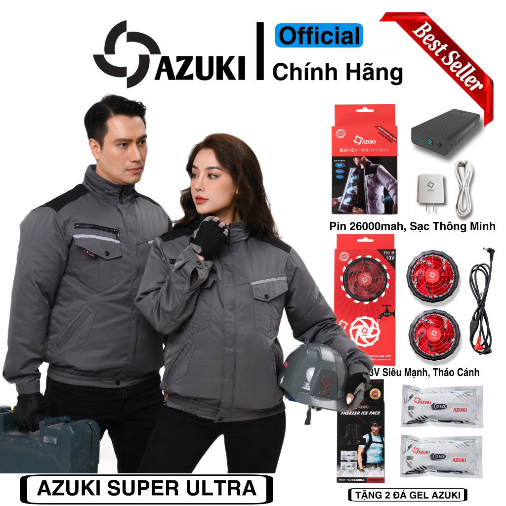 CHÍNH HÃNG Áo Điều Hòa AZUKI-ULTRA Mới 2024 Pin 24000mah, Quạt Azu...
