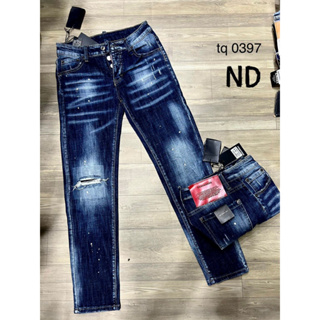 [HÀNG CAO CẤP] Quần JEAN BIKER Dáng Slimfit Dsq2 xanh rách xước vả...