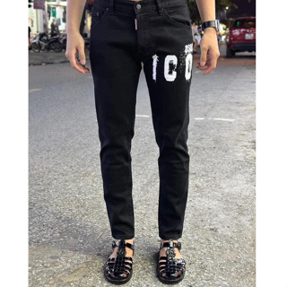 [HÀNG CAO CẤP ] Quần Jean Nam DSQ2 Icon Đen Trơn Vẩy Sơn Quần Bò X...