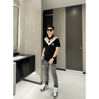 Áo Polo Nam Gu Chì Phối Chữ V In Chữ Viền Cổ Siêu Đẹp - Polo Nam G...