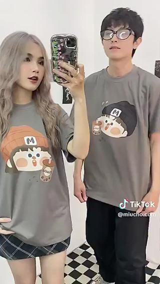 Siêu HotÁo Thun couple Cặp Đôi Dễ Thương Form Rộng, Áo Phông Đôi C...