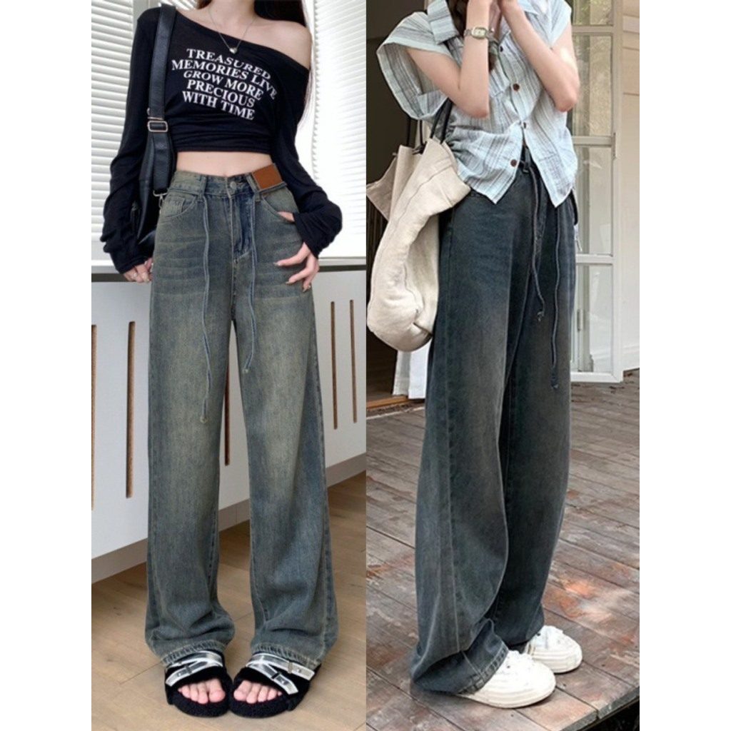g QUẦN JEANS ỐNG SUÔNG FORM RỘNG PHỐI DÂY RÚT CỰC HOT. QUẦN BÒ NỮ ...