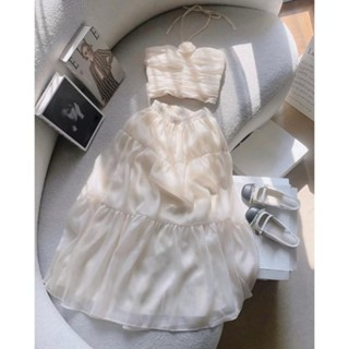 Sét Váy Maxi Áo Cúp Nguc Dây Yếm Gắn Hoa  Chân Váy Xoè Dáng Dài 2 ...
