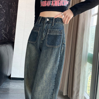 Quần Jean Nữ Lưng cao, quần bò nữ Lưng Cao Ống Suông Thiết Kế Túi ...