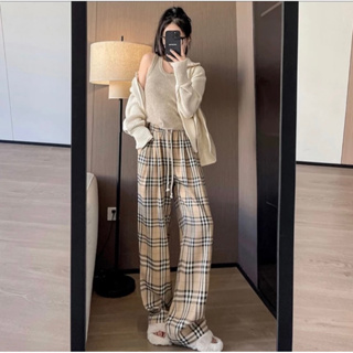 h Quần suông kẻ BBR dây rút ống rộng chất vải thô cao cấp mặc quan...