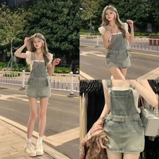 Quần Yếm Denim Lưng Cao, Yêm Bo Phong Cách Thời Trang siêu sang ch...