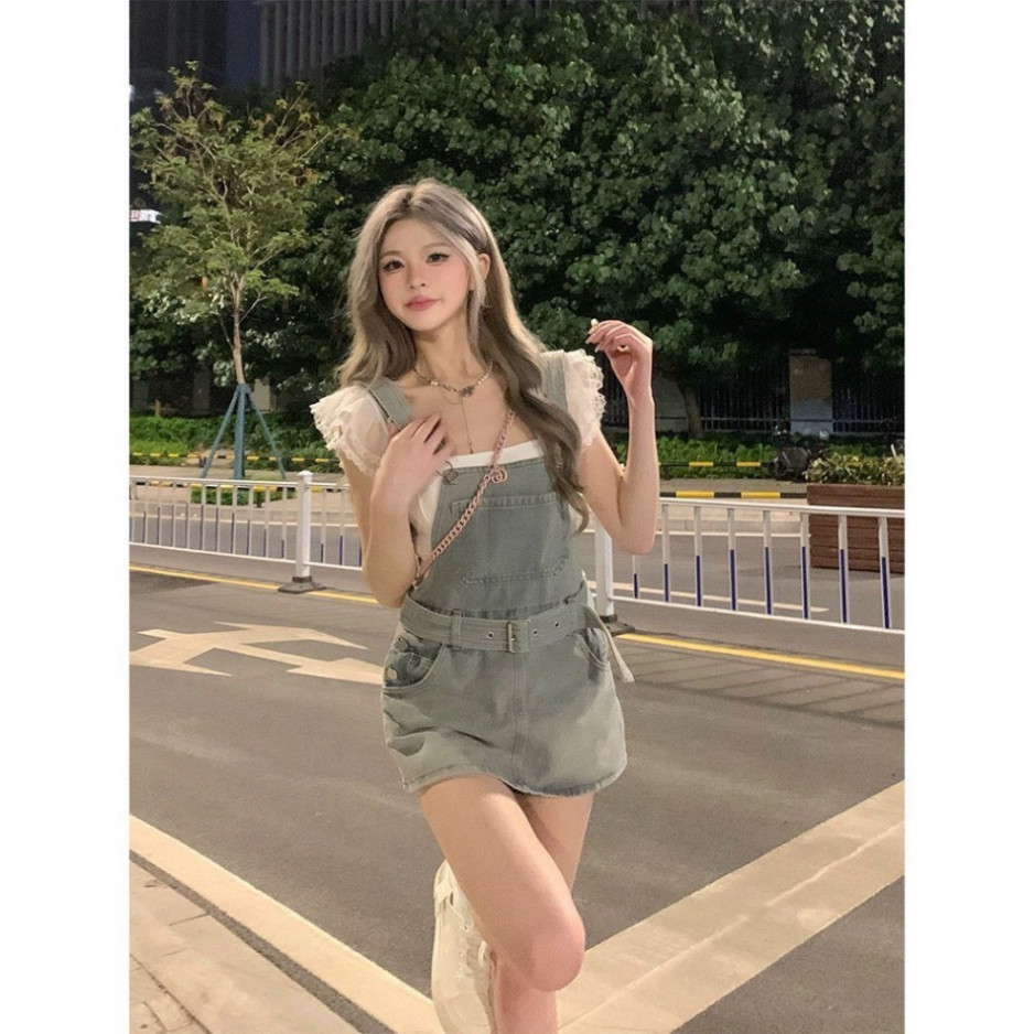 [QCL1] Quần Yếm Denim Lưng Cao, quần yếm Phong Cách Thời Trang siê...