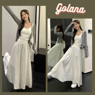 Chân váy midi xòe chất đũi ngọc dáng dài có lót trong cạp chun bồn...