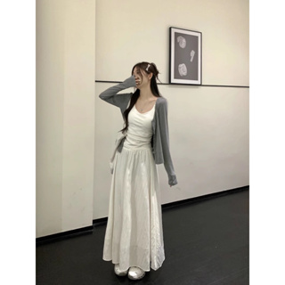 Chân váy midi xòe chất đũi ngọc dáng dài có lót trong cạp chun bồn...