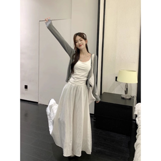 Chân váy midi xòe chất đũi ngọc dáng dài có lót trong cạp chun bồn...