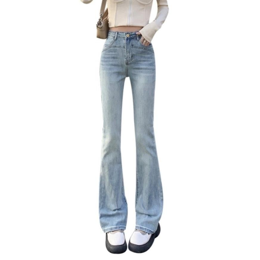 Quần Bò Ống Loe, Quần Jeans Nữ Ống Loe Màu Bạc Chất Cao Cấp Cực Xi...