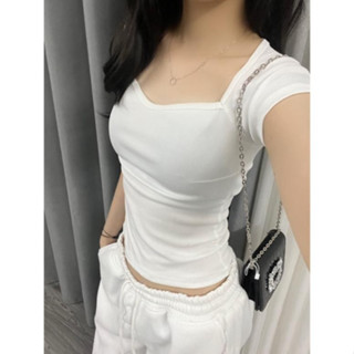 Áo Thun Cúp Ngực Cộc Tay, Áo Body Ôm Eo Cổ Vuông Dáng Lửng Basic S...