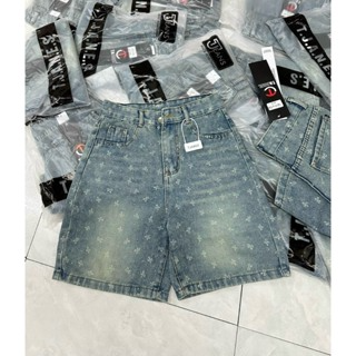 Quần Sooc Bò Nữ, Quần Ngố Bò Phối Họa Tiết Chất Bò Mềm Co Dãn Lưng...