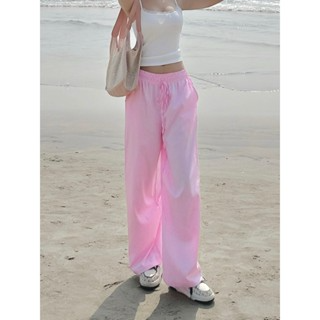 Calem Club - Quần dài Kẻ Sọc ống rộng lưng chun dây rút vải kate f...