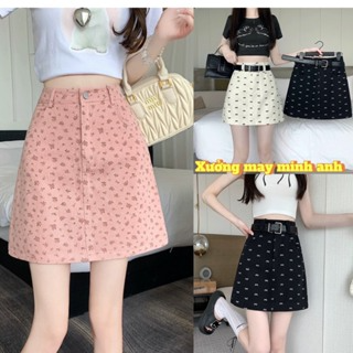 Chân Váy Kaki Họa Tiết Nhí Dáng A basiss Có Quần Lót Trong...