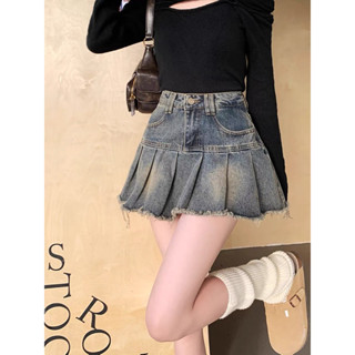 Chân váy jeans nữ dáng xếp li siêu xinh, chân váy jeans siêu basic...