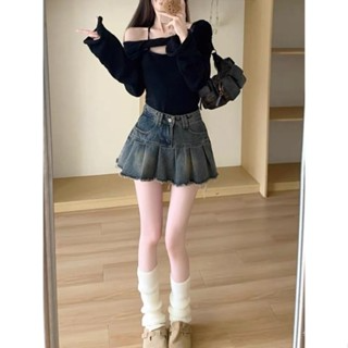 Chân váy jeans nữ dáng xếp li siêu xinh, chân váy jeans siêu basic...