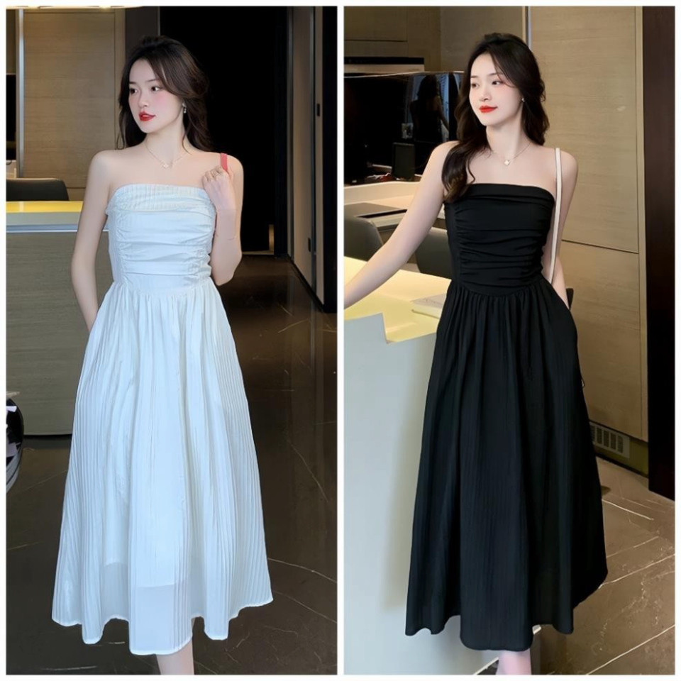 Đầm 2 Dây Cúp Ngực Chất Đũi Gân Bèo Lou Dress, Váy Cúp Ngực 2 Dây ...