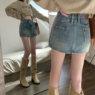 [ HOT ] Chân Váy Jeans phối 2 Túi Lưng Cao Có Quần Trong, Chân váy...