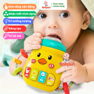 Bình sữa đồ chơi cầm tay cho bé gặm nướu xúc xắc,phát nhạc và đèn,...