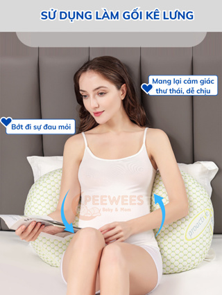 Gối Bầu Cánh Tiên Cao Cấp PeeWees Nâng Đỡ Bụng Toàn Diện, Giảm Tối...
