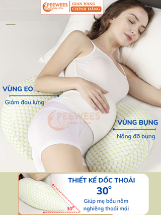 Gối Bầu Cánh Tiên Cao Cấp PeeWees Nâng Đỡ Bụng Toàn Diện, Giảm Tối...