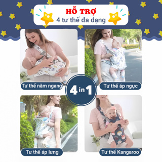Địu em bé 0-3 tuổi đa năng gọn nhẹ BBShine, Địu cho bé 4 tư thế th...