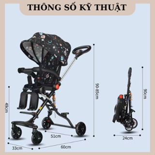 Xe đẩy gấp gọn M9 có bàn ăn dặm,ghế xoay 360 độ,ngả sâu 170 độ,có ...