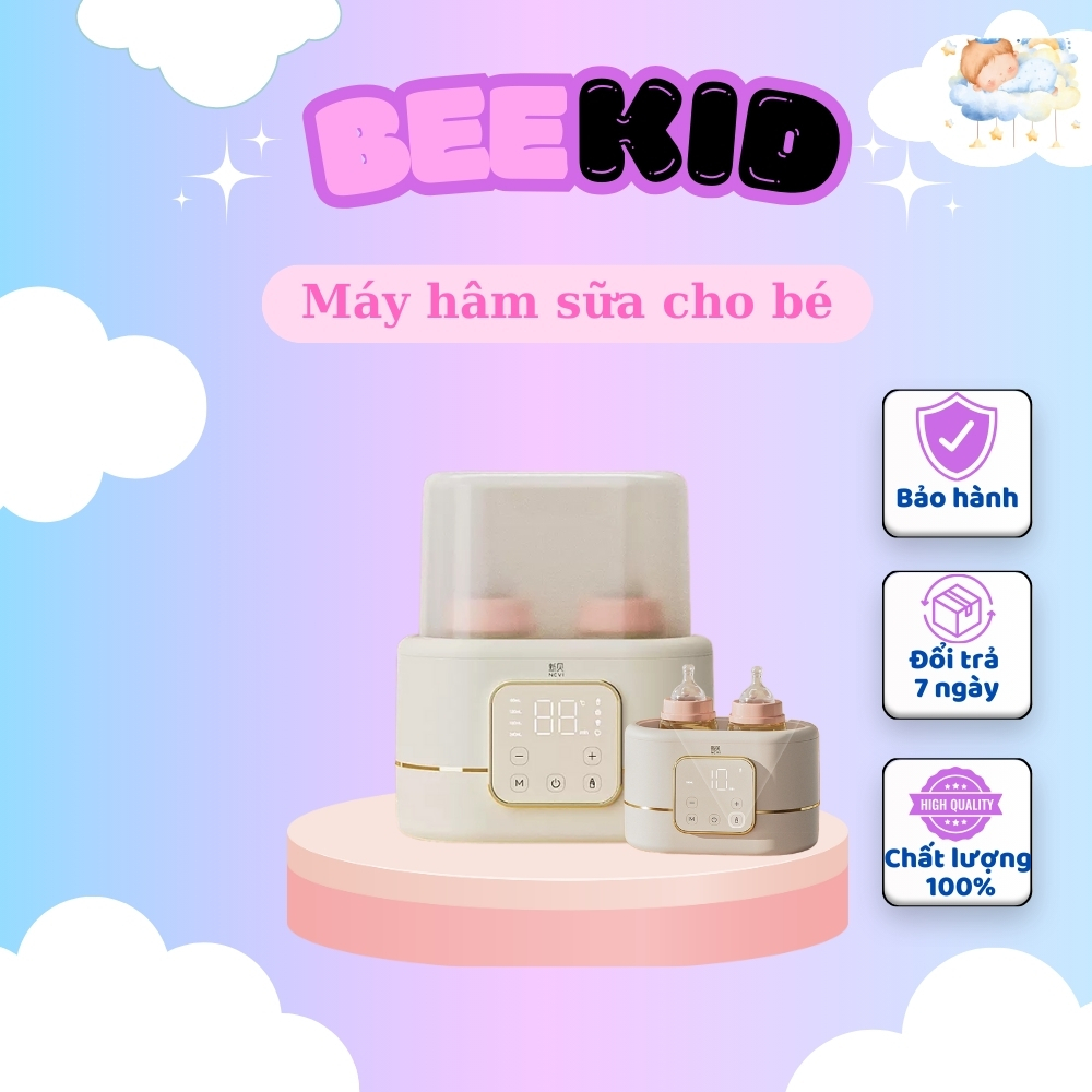 Máy Hâm Sữa Tiệt Trùng Cao Câp BEEKID Có 2 Ngăn Chứa Bình Cho Bé M...