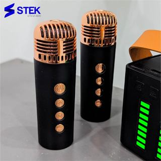 Loa Karaoke Mini, Loa hát không dây kèm 2 micro led rgb nháy theo ...