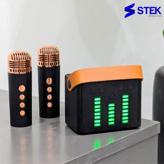 Loa Karaoke Mini, Loa hát không dây kèm 2 micro led rgb nháy theo ...
