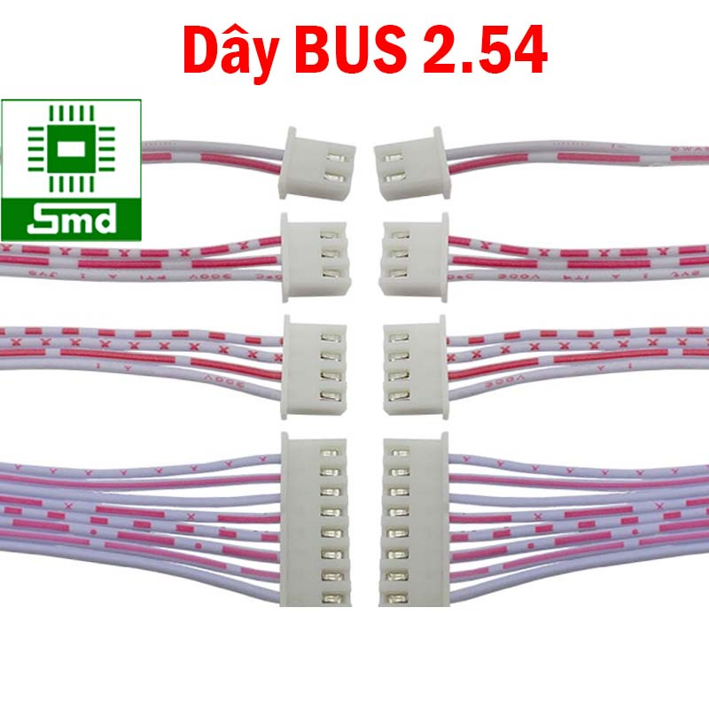 Dây bus trắng XH2.54 dài 10Cm 20cm 30cm từ 2 đến 12 sợi, 2P-12P ha...