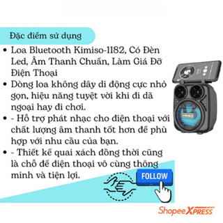 [ BH_12 Tháng ] Loa Bluetooth Mini KIMISO 1182 - Tặng Dây Sạc Nhan...