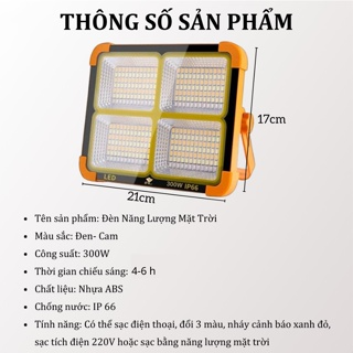 Đèn Năng Lượng Mặt Trời Đa Năng Cầm Tay 300W, Đèn LED Tích Điện Cầ... Đèn Năng Lượng Mặt Trời Đa Năng Cầm Tay 300W, Đèn LED Tích Điện Cầ...