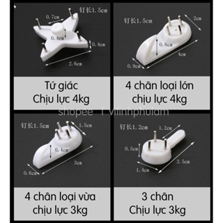 Đinh Treo Tường 3- 4 Chân Treo Khung Ảnh Treo Đồ Không Cần Khoan T...