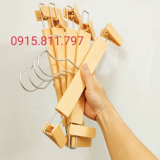 Móc treo quần áo - kẹp nhựa siêu bền màu vàng nhạt,kích thước 30 c...