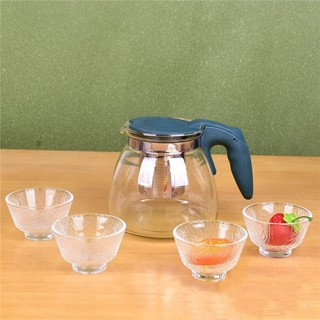 Bộ Ấm Trà Thuỷ Tinh Cao Cấp - 1 Bộ Gồm  1 Bình và 4 Ly Thuỷ Tinh_B...