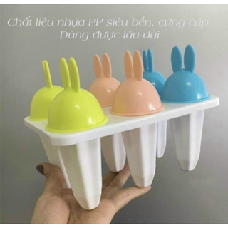 Khuôn làm kem 6 que hình tai thỏ, hình tròn nhựa Việt Nhật nhiều m...