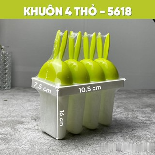 Khuôn làm kem 6 que hình tai thỏ, hình tròn nhựa Việt Nhật nhiều m...