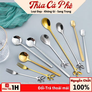 Thìa inox pha cà phê mạ vàng cao cấp sang chảnh Muỗng pha trà dễ t...