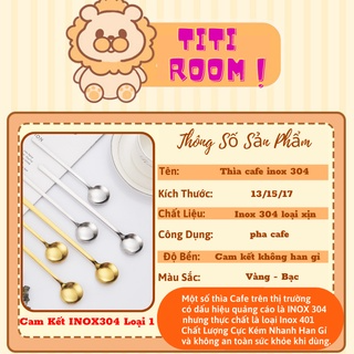 Thìa inox pha cà phê mạ vàng cao cấp sang chảnh Muỗng pha trà dễ t...