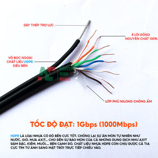 Dây Mạng Ngoài Trời 8 Lõi Golden Japan Cat5e Có Sợi Thép Chịu Lực,...